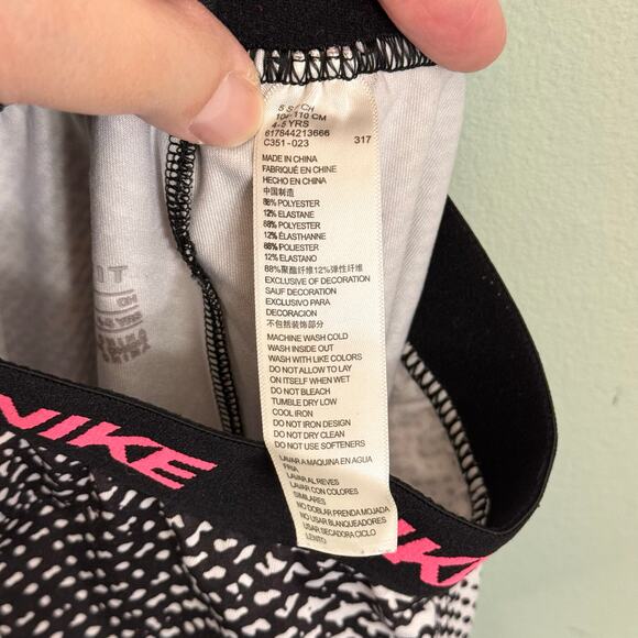 Nike Dri-Fit Leggings Kids Girls S 4-5 Years Gray Geometric Activewear Workout - Picture 7 of 7